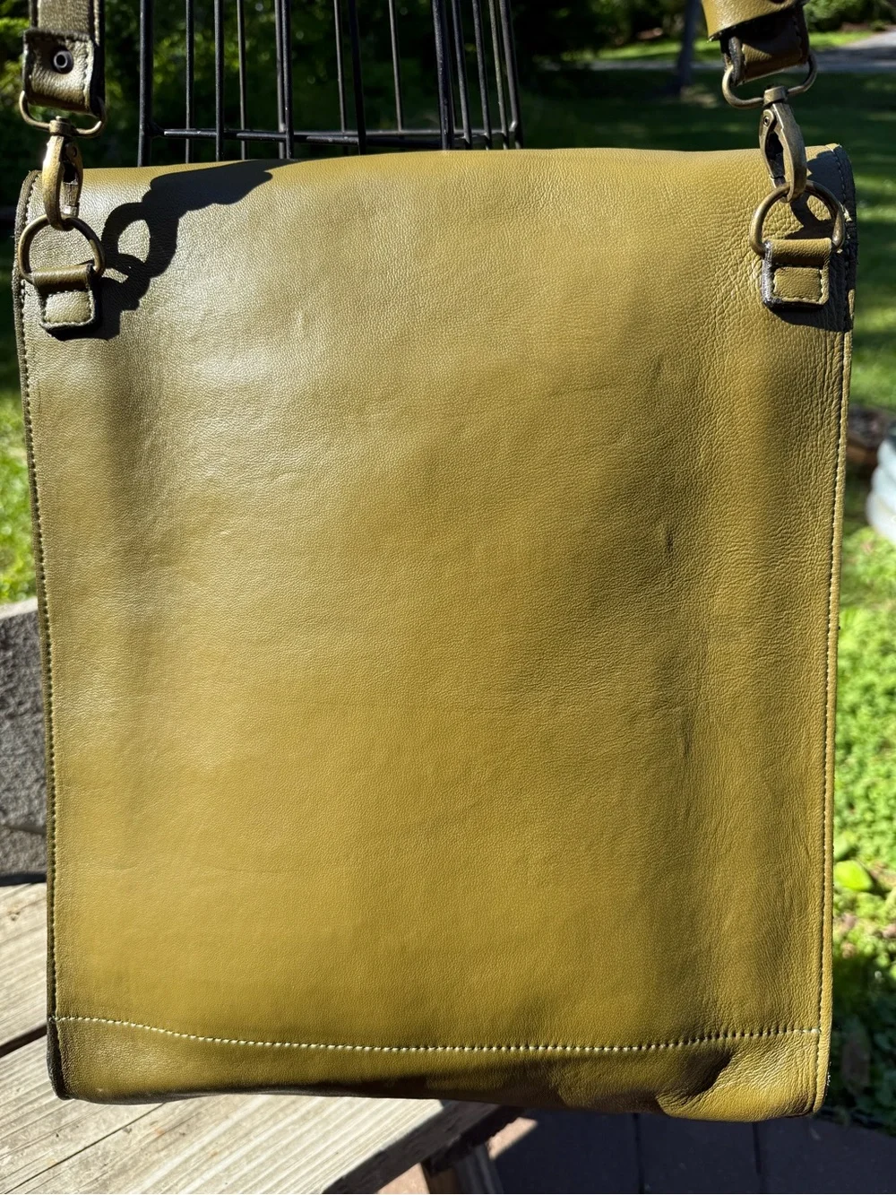 Olive Green Leather Crossbody Shoulder Bag